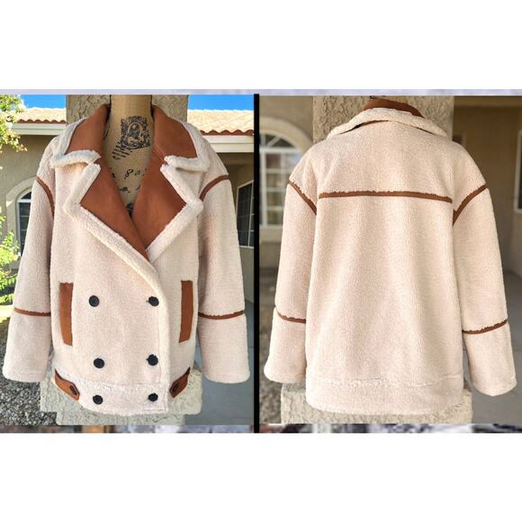 Blank NYC Dbl Breasted Oversize Faux Sherpa Teddy Bear Jacket Size: L - Picture 5 of 16